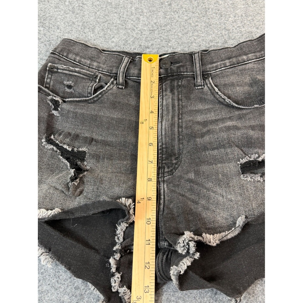 Abercrombie & Fitch High Rise Short Women 28/6 Black Distressed Denim Curve Love - Picture 6 of 8